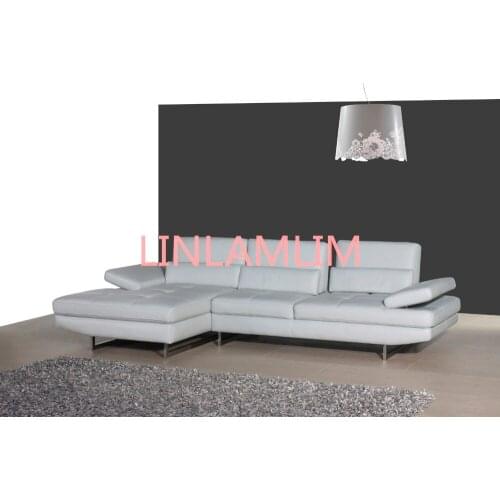 Genuine leather sofa sectional living room sofa corner home furniture couch L shape functional 3 backrests stainless steel legs