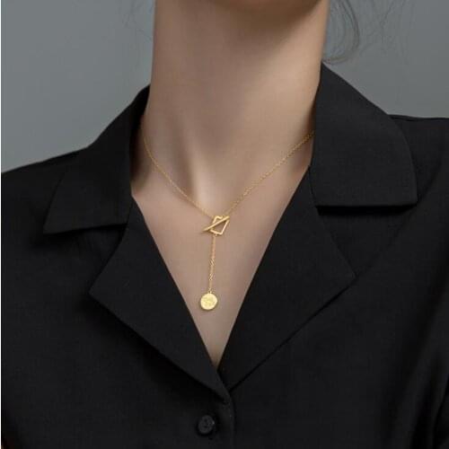 Silver Pendant Necklace 925 Sterling Silver Necklace Luxury Geometric Style