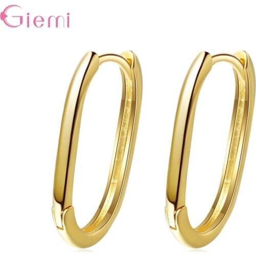 925 Sterling Silver Oval Earrings Geometric Glossy Temperament Summer Hoop Earrings For Women Fashionable Jewelry