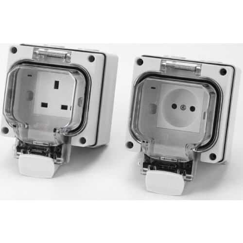 Concealed Style Outdoor Waterproof Socket German GR British UK European EU US IP67 Electrical Wall Power Charging Sockets +Cover