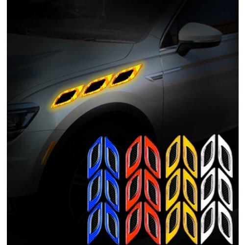 Stickers for car 6Pcs/Set Car Reflective Strips Carbon fiber Car Sticker Truck Auto Motor Anti-Scratch Safety Warning Sticker Ca