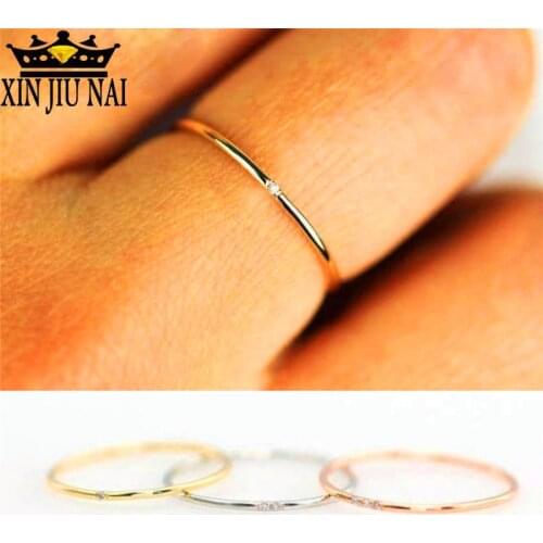 Stacking Female Thin Ring With Stone Rose Gold Filled Dainty Wedding Rings For Women White Crystal Midi men ring
