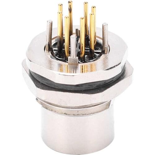 Waterproof Connector Jack Socket Panel Rear Mounted PCB X Type Solder Wire Connector 8pin Waterproof IP67 M12 F1 S8X led