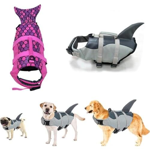 Funny Shark Mermaid Pet Life Jacket for Medium Large Dogs Summer Beach Puppy Big Dog Swimsuit Mascotas Costume Pitbull Clothes