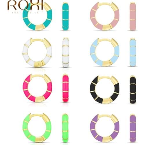 ROXI 2021 Trend Summer Enamel Round Earrings For Women Circle Earring Drip Oil Piercing Hoop Earring Jewelry Pendientes Kolczyki