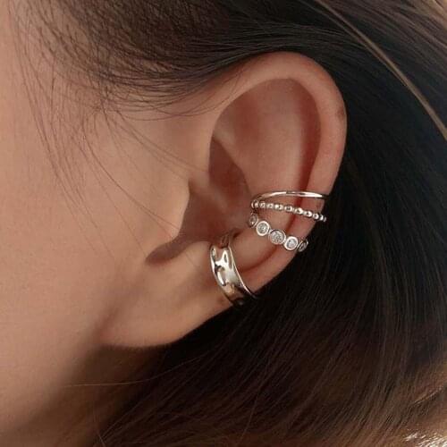 Korean Design Without Ear Holes Zircon Geometric Side Earrings for Women Jewelry Aretes De Mujer Modernos 2021 Mayoreo