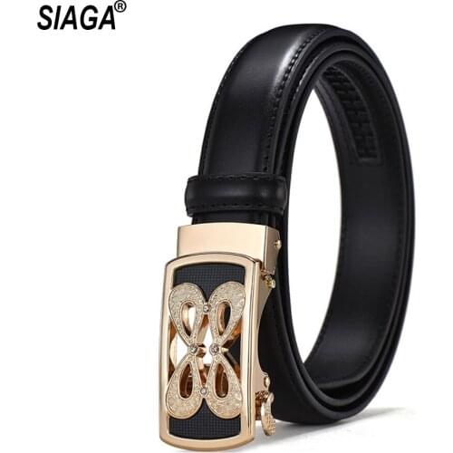 New Design Tie Pattern Buckles Metal Automatic Belt for Women Black Cow Skin Leather Female Belts 2.3cm Width 2020 AK023