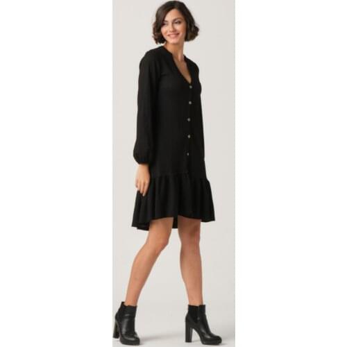 Womens Front trim should Button dress skirt frilled sleeve end wheel it a shorter than 2021 private materyel