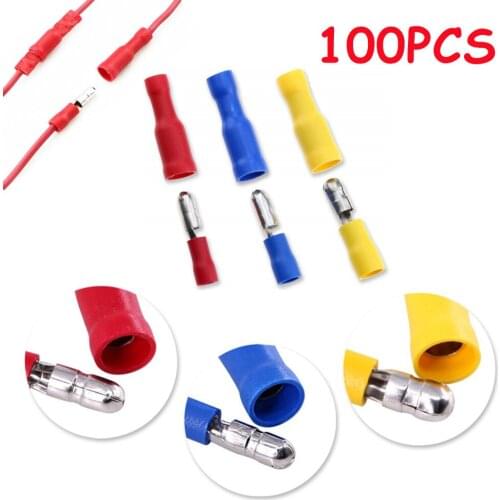 100pcs Female Male Bullet Butt Connectors Insulated Crimp Bullet Terminal Audio Wiring terminals Electric Crimping Connector