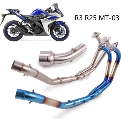 51 mm Header Mid Pipe for Yamaha R3 YZF-R3 R25 Motorcycle Exhaust Pipe Stainless Steel/Titanium Alloy Tube Slip On Muffler