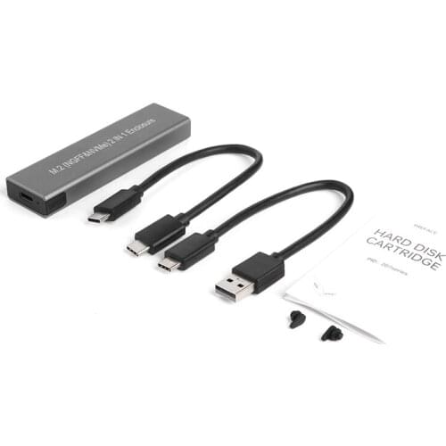 Aluminum M.2 NVME and SATA NGFF Enclosure Dual Protocol Gen 2 USB 3.1 M.2 SSD External Hard Disk Drive Adapter HDD UASP