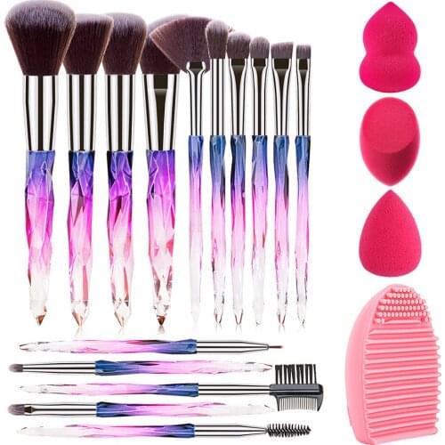 BANFI 15pcs/set Makeup Brushes Set Acrylic Handle Cosmetic Kabuki Foundation Powder Eyeshadow Eyelash Women Beauty Make Up Tools