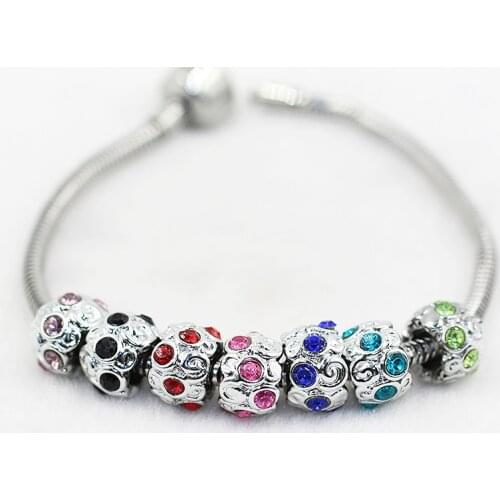 10P Handmade jewelry accessories DIY crystal plated stainless steel alloy beads color drill perforation Bracelet wholesale H183