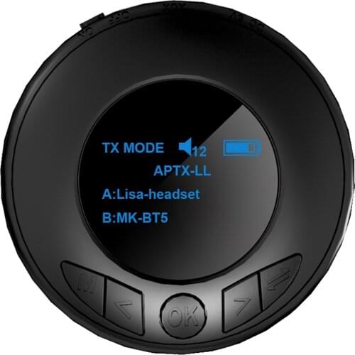 Bluetooth 5.0 Transmitter & Receiver 3.5mm Home Car Adapter Black