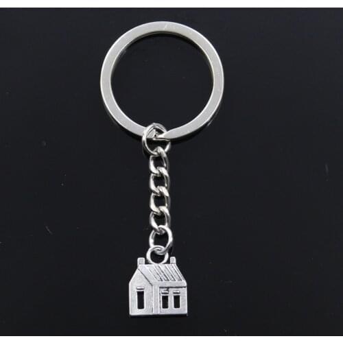 Fashion Keychain 14x18mm Cabin House Silver Color Pendants DIY Men Jewelry Car Key Chain Ring Holder Souvenir For Gift