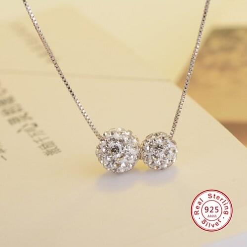 Top Quality 45cm Cz Ball Pendant Necklace Crystal 925 sterling silver Scale Light Necklace For Women Elegant Jewelry Gift