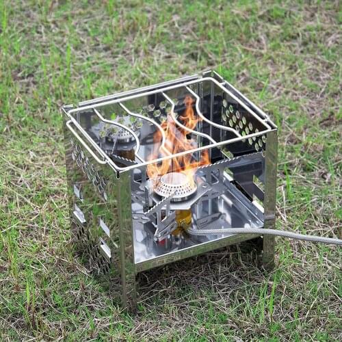 Wood Burning Camping Stove Foldable Stainless Steel Stove For Outdoor Hiking Camping Traveling Picnic BBQ Tools