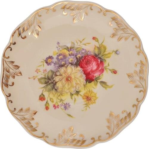 European food plate fruit Style Porcelain Saucer for Cup Cake Pastry Tray Ceramic Tableware For Steak Dinner Decoration 1pcs