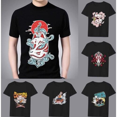 Mens Classic T-shirt Soft Top Harajuku Comics Firefox Mask Pattern Printing Series Casual O-neck Comfortable Youth Mens Shirt