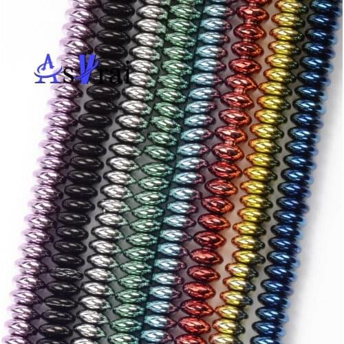 Natural Stone Hematite Beads For Jewelry Making 6x3mm Flat Round Loose Spacer Beads DIY Bracelet Necklace Accessories Charms 15"