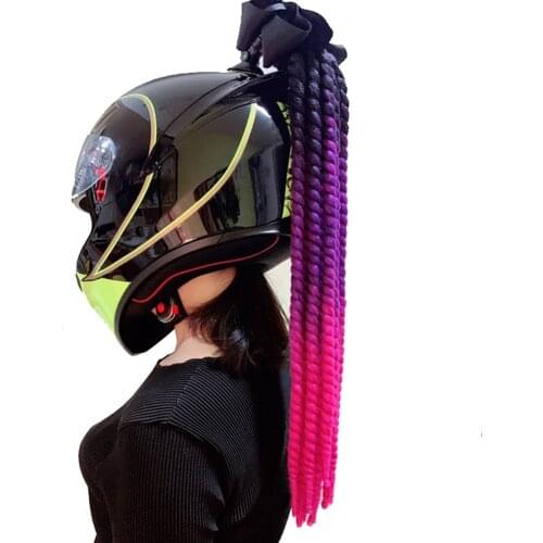 Helmet Pigtail Motorcycle Helmet Ponytail Bicycle Helmet Braids Hair Tails