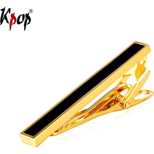 Kpop Tie Clip For Man Yellow Gold/Rose Gold/Black Gun Plated Wholesale Men Wedding Party Jewelry Fathers Day Gift TC312