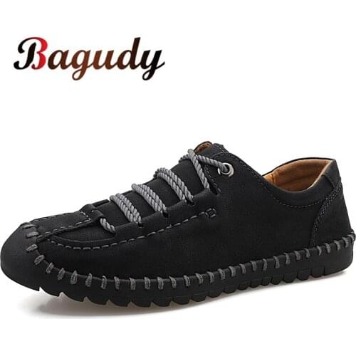 Comfortable Men Leather Casual Shoes Loafers Quality Split Men Shoes Outdoor Non-slip Shoes Men Flats Moccasins Shoes Size 38-48