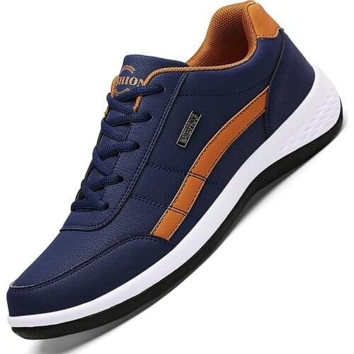 Large Size Autumn PU Leather Mens Sneakers 2021 Men Running Shoes Sneakers Mens Sport Shoes Sports for Men Blue Schue GMB-1361