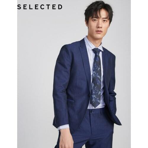 SELECTED New Cotton & Linen Blended Business Casual Mens Slim Blazer S|420272501【+Store Coupon : 15-4/20-6/40-11/100-17