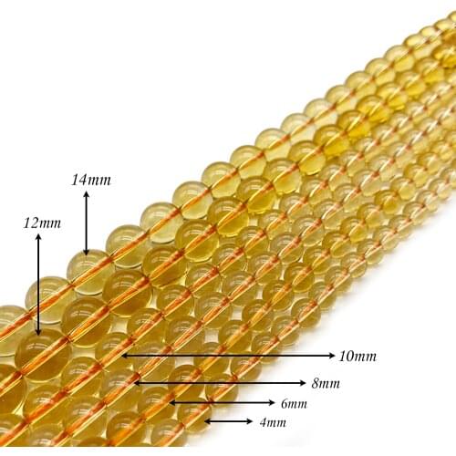 Natural Stone Bright Yellow Chalcedony Round Loose Charm BeadsFitMulti-purpose Jewelry Making 4 6 8 10 12 14MMPick Size J323