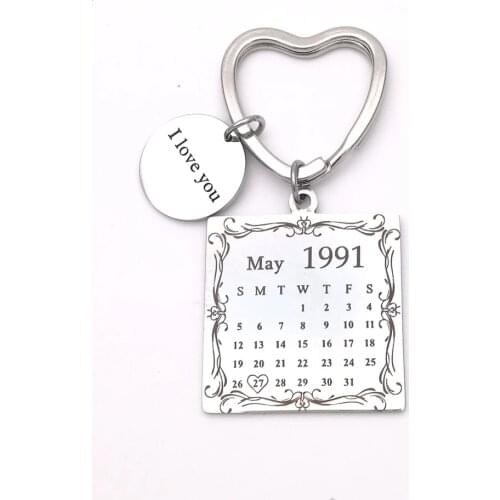 Stainless Steel Custom Keychain For Men And Women Personalized - Punk Style Lace Date Calendar Keychain Jewelry