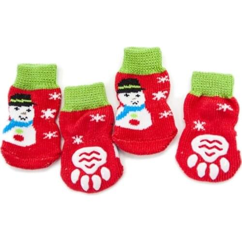 Dog Socks Knitted Cotton Soft Comfortable Non-skid Cute Love Heart Christmas Winter Warm Dog Walk Socks Pet Supplies