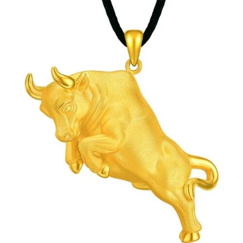 New Arrival 24K Yellow Gold Pendant 3D 999 Gold Big Cattle Necklace Pendant