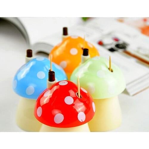 New pocket Plastic Mushroom Design Automatic Toothpick Holder dispenser Box 60pcs lin2309