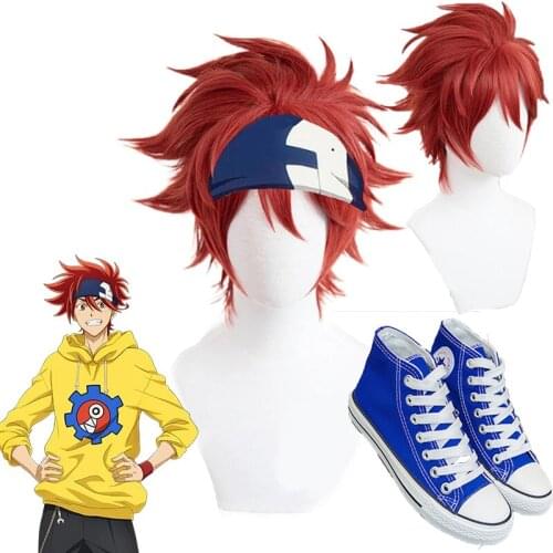 Wig SK∞ Reki Kyan Cosplay Wig SK8 the Infinity Cosplay Red Short Men Wigs with Bangs Heat Resistant Synthetic Hair Anime Shoes