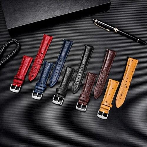 Colorful Ostrich Pattern Watch Strap First Layer Cowhide Leather Watchbands 18mm 20mm 22mm Bracelet Quick Release Watch Band