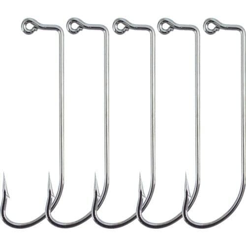 Jig Fishing Hooks 100pcs/lot High Carbon Steel Silver 90 Degree OShaugnessy Jigging Fishing Hook Size 1/0-5/0 91751
