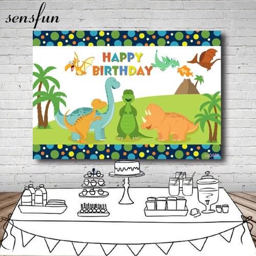 Sensfun Custom Photography Backgrounds Cartoon Dinosaur Party Kids Birthday Party Backdrops For Photo Studio Poster Supplier