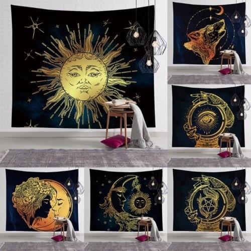 Sun And Moon Psychedelic Wall Tarot Tapestry Altar Tarot Cloth Divination Accessories With Art Chakra Home Decorations Drop Ship