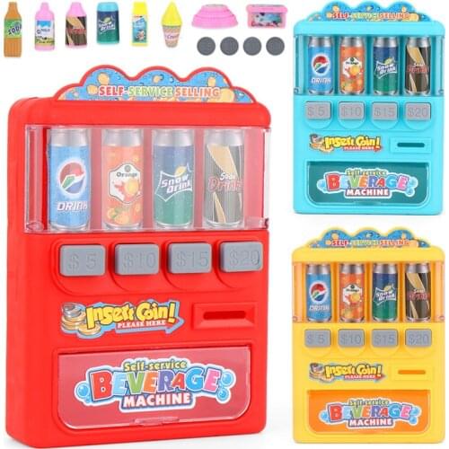 Childrens Drink Vending Machine Toys Boys and Girls Play House Toys Home Appliances Coin-operated Candy Vending Machines