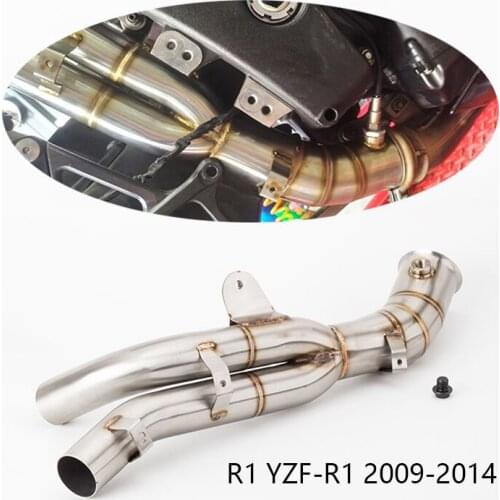 Delete Catalyst Mid Pipe for Yamaha R1 YZF-R1 2009-2014 Motorcycle Exhaust Pipe Stainless Steel Pipe Slip On Original Mufflers