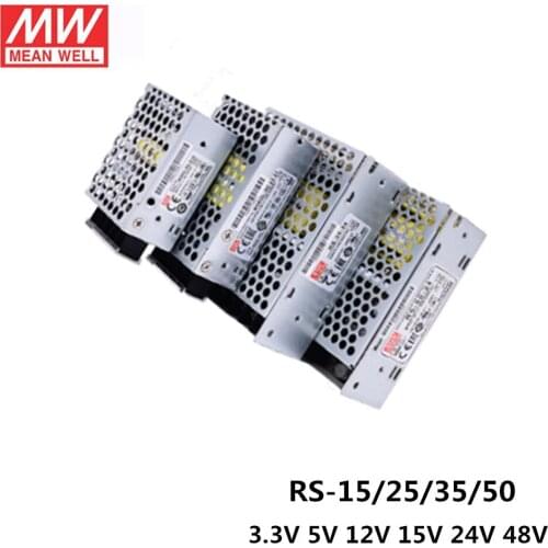 MEAN WELL RS-15 RS-25 RS-35 RS-50 3.3V 5V 12V 15V 24V 48V Meanwell Single Output Switching Power Supply
