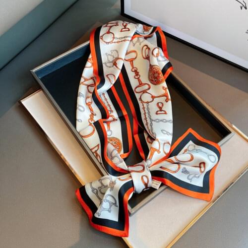 2021 spring Korean version of all-match women scarf silk hand-feel double-sided printing scarf thin section scarf 15x150cm