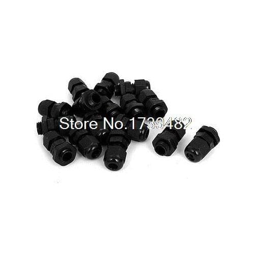 PG7 Waterproof Wire Cable Glands Clamp Black Plastic Connector 14pcs