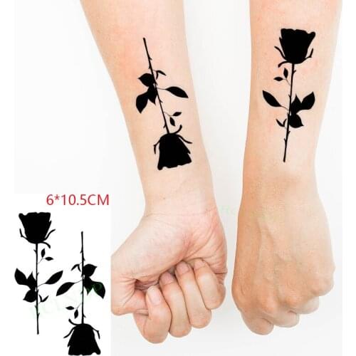 Waterproof Temporary Tattoo Sticker ins Black rose sexy flower Body Art flash tatoo fake tatto for Women Men