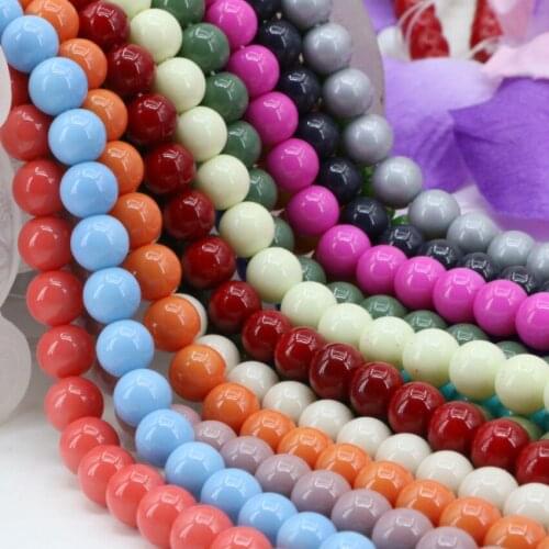 High grade Multicolor Glass Beads synthetic shell Pearl round 3-14mm loose beads Diy Design Necklace jewelry accessories 38CM T6