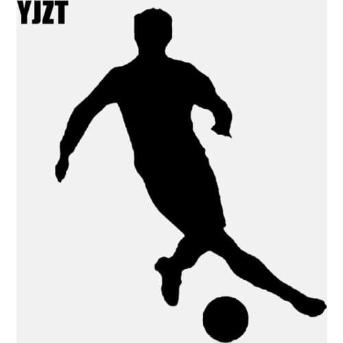 YJZT 11CM*13.6CM Vinyl Decal Car Sticker Stencil Silhouette Soccer Players Black/Silver C3-1571