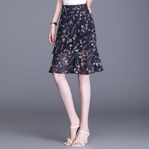 Women Pleated Tutu Tennis Beach Kawaii Skirt Jupe Punk Short Blue Chiffon Floral Fish Tail A Line High Waist Sexy Mini Summer