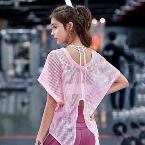 Women Yoga Shirts Girl Running Shirts Loose Bandage Pullover Thin Fitness Sport T-shirt Female Quick Dry Tops Gym Workout Blouse