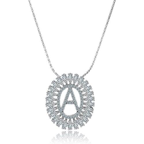 ZSLBS Fashion Necklace For Women Clavicle Chain Round Choker Crystal Zircon Letter Pendant Necklaces Jewelry Gift Collier Femme